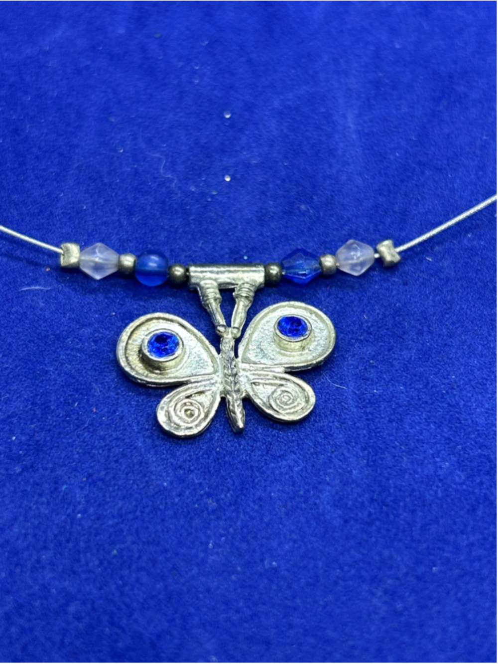 Women's Unbranded Butterfly Necklace One Size Silver Blue